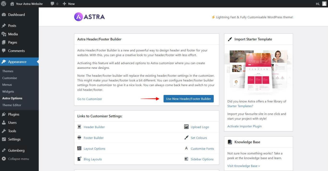 Как оформить Хедер с помощью Astra Header Builder?